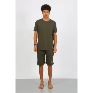 Giyim Erkek Pamuk Lakost Alt Üst Kaprili Pijama Takım Haki