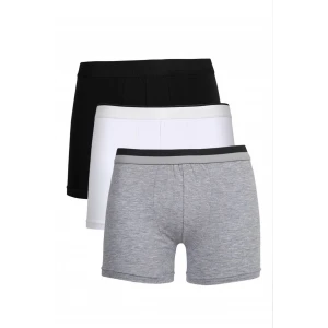 Giyim Erkek Penye 3lü Boxer Siyah-Beyaz-Gri