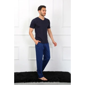 Giyim Erkek Penye 3lü Lacivert V Yaka Pijama Takımı