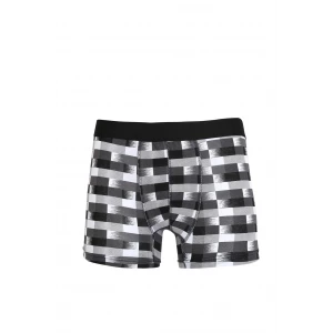 Giyim Erkek Penye Likralı Desenli Boxer Füme