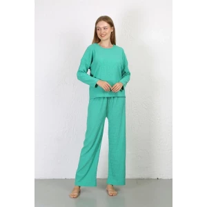 Giyim Kadın Bürümcük Kumaş Pijama Takım Yeşil
