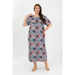 Giyim Kadın Büyük Beden Kısa Kol Somon Anne Gecelik