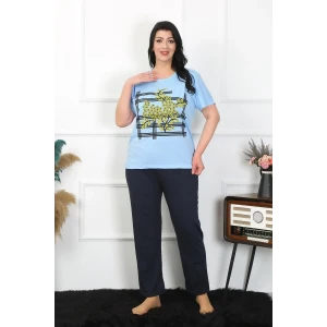 Giyim Kadın Büyük Beden Mavi Pijama Takımı