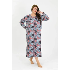 Giyim Kadın Büyük Beden Uzun Kol Somon Anne Gecelik