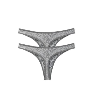 Giyim Kadın Gri Zebra Desenli 2li Tanga Slip