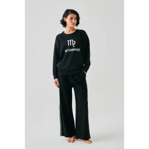 Giyim Kadın Siyah Akrep Burcu Oversize 2 İplik Eşofman Ev Giyim Takımı