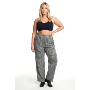 Giyim Kadın Siyah Beyaz Kareli Büyük Beden Cepli Pijama Altı Rahat Kesim Esnek Bel Günlük Ev Giyim Alt