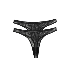 Giyim Kadın Siyah Desenli 2li Tanga Slip