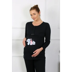 Giyim Kadın Uzun Kol Hamile Lohusa Pijama Takımı Siyah