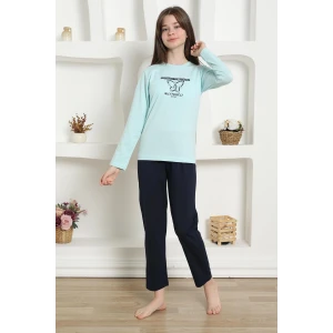 Giyim Kız Çocuk Penye Pijama Takım Su Yeşili