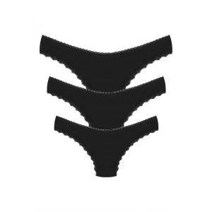 Giyim Pamuklu 3lü Tanga Külot Siyah