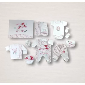 Kıvırcık Kuzu Nakışlı  10lu Zıbın Takımı Hastane Çıkışı Ekru