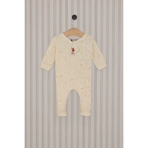 Kız Bebek Patikli Tulum  Krem