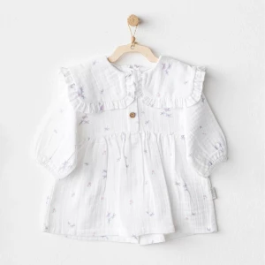 Magical Butterfly Müslin Bebek Elbise White