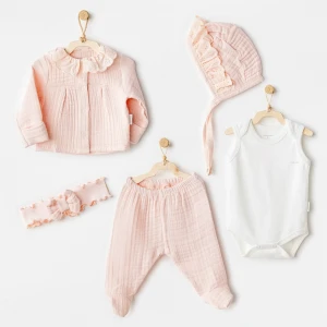 Natural Gift Müslin 5li Hastane Çıkışı Salmon