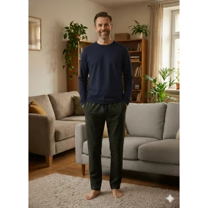 Pijalüx Tek Alt Örme Ekose Ev Pantolonu