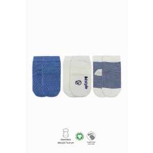 Puanlı Kaymaz Penye Soket Çorap 3lü Bs10108 İndigo
