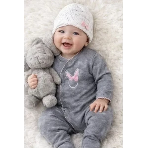 Sevimli Tavşan Desenli Kız Bebek 4’lü Tulum Seti