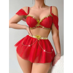 Zincir Detaylı Fantezi Kadın Kostüm Özel Tasarım Gece Giyim