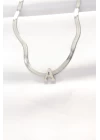 316L Çelik A Harfli Silver Renk İtalyan Zincirli Kolye - TJ-BKO8546
