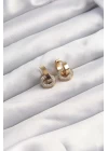 316L Çelik Altın Renk Zirkon Taşlı Halka Model Küpe - TJ-BKP9499