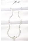 316L Çelik C Harfli Silver Renk İtalyan Zincirli Kolye - TJ-BKO8538