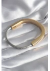 316L Çelik Gold Gümüş Renk Zirkon Taşlı Tiffany VIP Seri Kadın Kelepçe - TJ-BB5841
