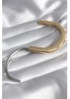 316L Çelik Gold Gümüş Renk Zirkon Taşlı Tiffany VIP Seri Kadın Kelepçe - TJ-BB5841