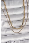 316L Çelik Gold Renk 2Li İtalyan Zincir Model Kadın Kolye - TJ-BKO9734