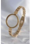 316L Çelik Gold Renk Arpa İşleme Açılabilir Fanus Model Kadın Kelepçe - TJ-BB5911