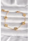 316L Çelik Gold Renk Baby Boy Yonca Model İşleme Detay Kadın Bileklik - TJ-BB6641