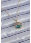 316L Çelik Gold Renk Balina Figür Kristal Taşlı Kadın Kolye - TJ-BKO7657
