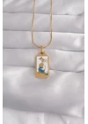 316L Çelik Gold Renk Beyaz Mineli Kız Figür Tarot Kolye - TJ-BKO9027