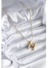 316L Çelik Gold Renk Bubble M Harf Model Kadın Kolye - TJ-BKO7944