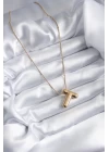 316L Çelik Gold Renk Bubble T Harf Model Kadın Kolye - TJ-BKO7955