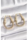316L Çelik Gold Renk Burgu Halka Model Kadın Küpe - TJ-BKP9701