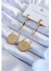 316L Çelik Gold Renk Çyrek Model Kadın Küpe - TJ-BKP8017