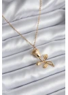 316L Çelik Gold Renk Gül Model Kadın Kolye - TJ-BKO8130