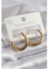316L Çelik Gold Renk Halka Model Kadın Küpe - TJ-BKP8299