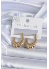 316L Çelik Gold Renk İşlemeli Halka Model Kadın Küpe - TJ-BKP7890