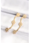 316L Çelik Gold Renk İtalyan Zincir Papatya Küpe - TJ-BKP8801