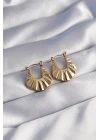 316L Çelik Gold Renk Kabartmalı Görünüm Küpe - TJ-BKP9055