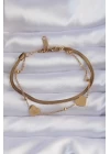 316L Çelik Gold Renk Kalpli Model İtalyan Zincirli Bileklik - TJ-BB6164