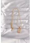 316L Çelik Gold Renk Karışık Mineli Ay Figür Tarot Kolye - TJ-BKO9036