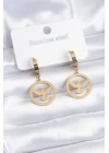 316L Çelik Gold Renk Kuş Model İşleme Detay Kadın Küpe - TJ-BKP8147