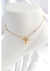 316L Çelik Gold Renk Minimal Topçuk Detay Kalp Figür Kadın HalHal - TJ-HH1532