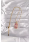 316L Çelik Gold Renk Mor Mineli El Figür Tarot Kolye - TJ-BKO9034