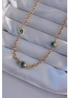 316L Çelik Gold Renk Nazar Boncuk Model Kolye - TJ-BKO8947