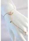 316L Çelik Gold Renk Pembe Zirkon Taşlı Kanatlı Kalp Model Şahmeran - TJ-SN585
