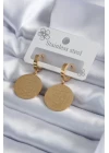 316L Çelik Gold Renk Pentagram İşleme Model Kadın Küpe - TJ-BKP7979